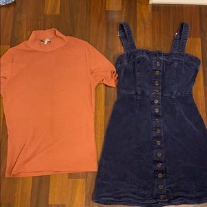 Small Blue Corduroy dress and Turtleneck shirt